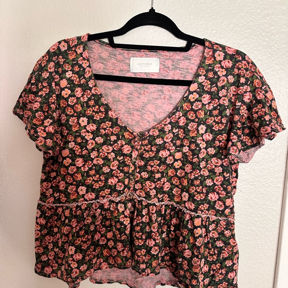 Lucky Brand Pink Peplum Blouse